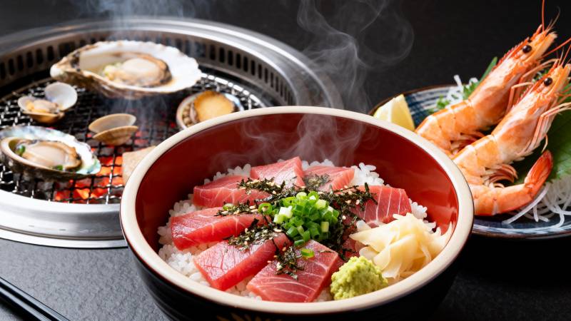 日式海鲜丼饭图片