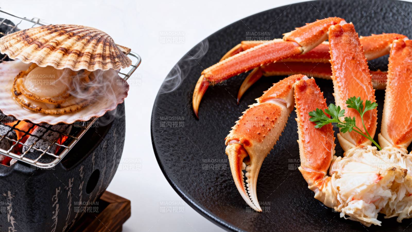 蟹肉鲜美 炭火烤制图片