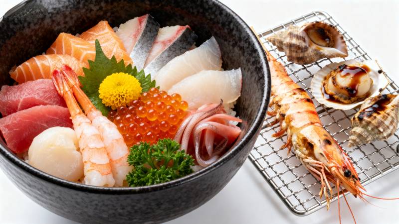 海鲜丼饭拼盘图片