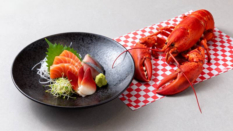 龙虾与刺身拼盘图片