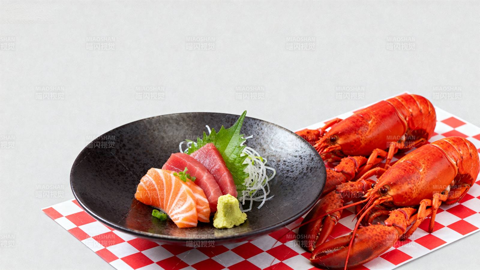 龙虾与刺身拼盘图片