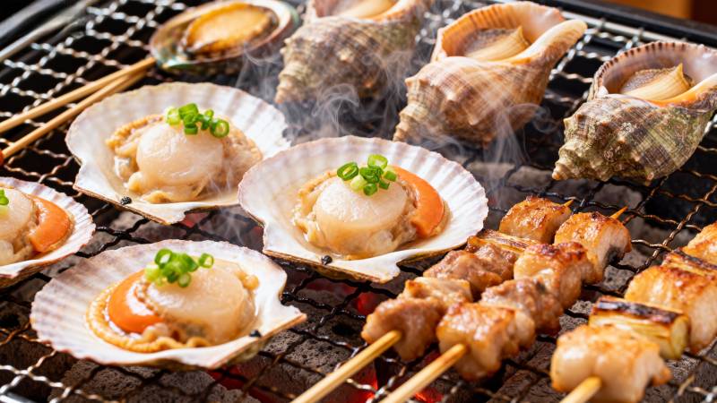烤海鲜串香四溢图片