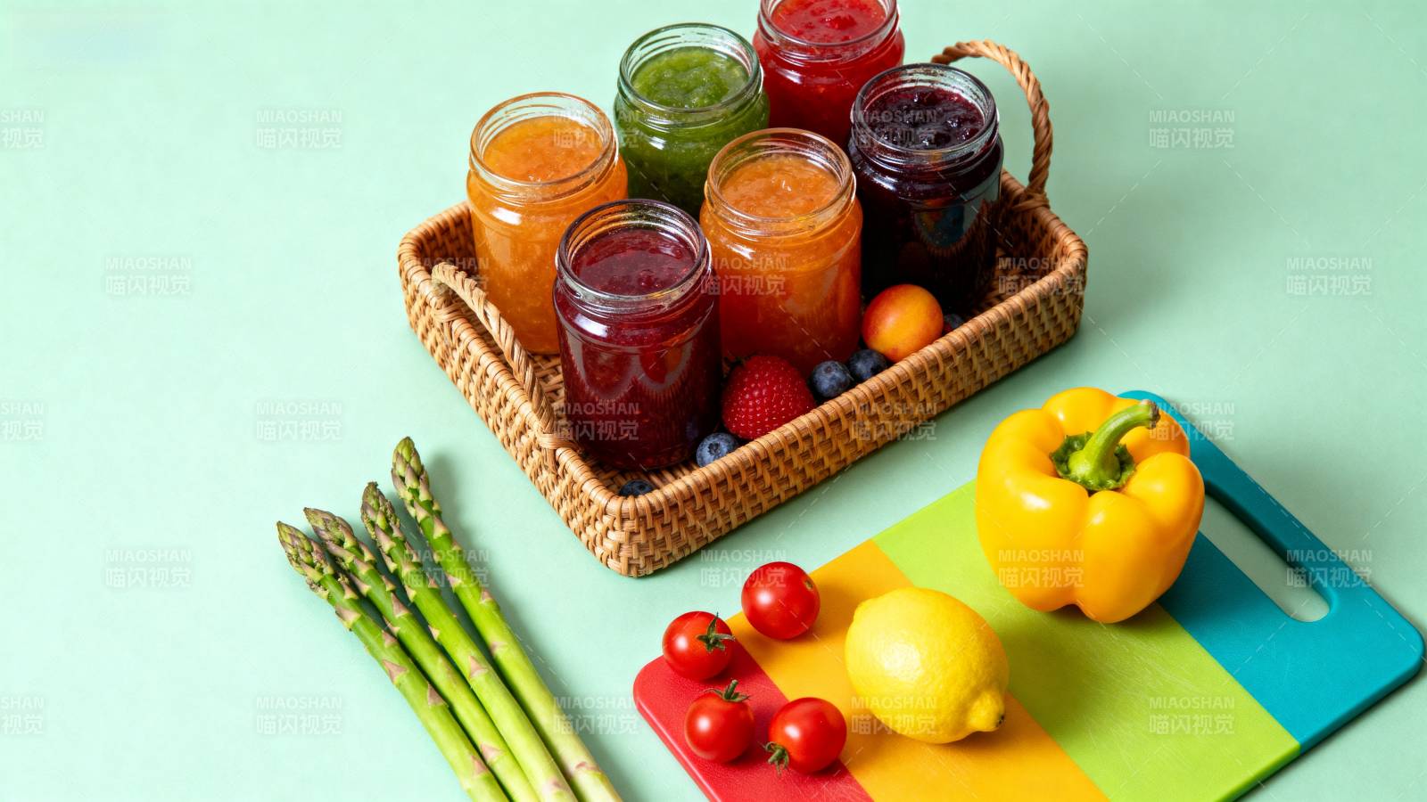 新鲜果酱与蔬果图片