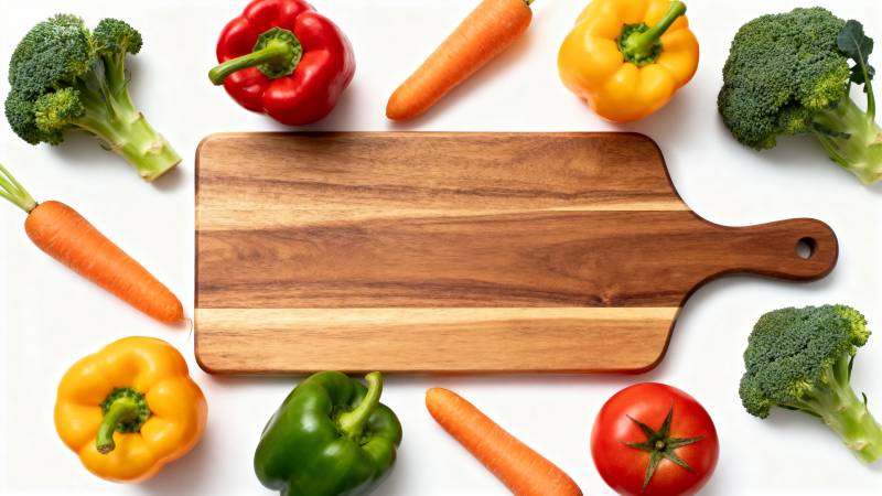 新鲜蔬菜围木板图片