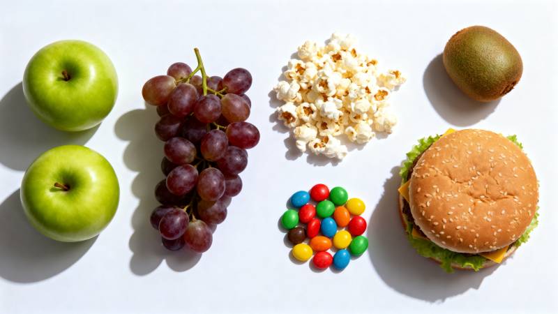 健康与零食对比图片