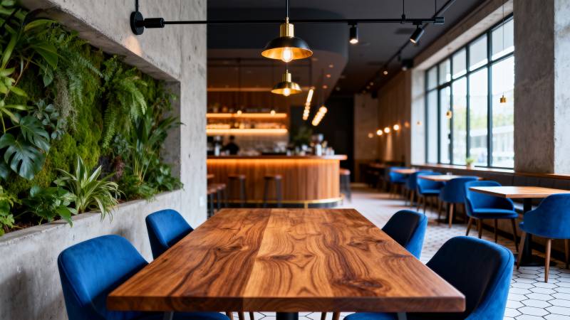 现代餐厅绿植墙图片