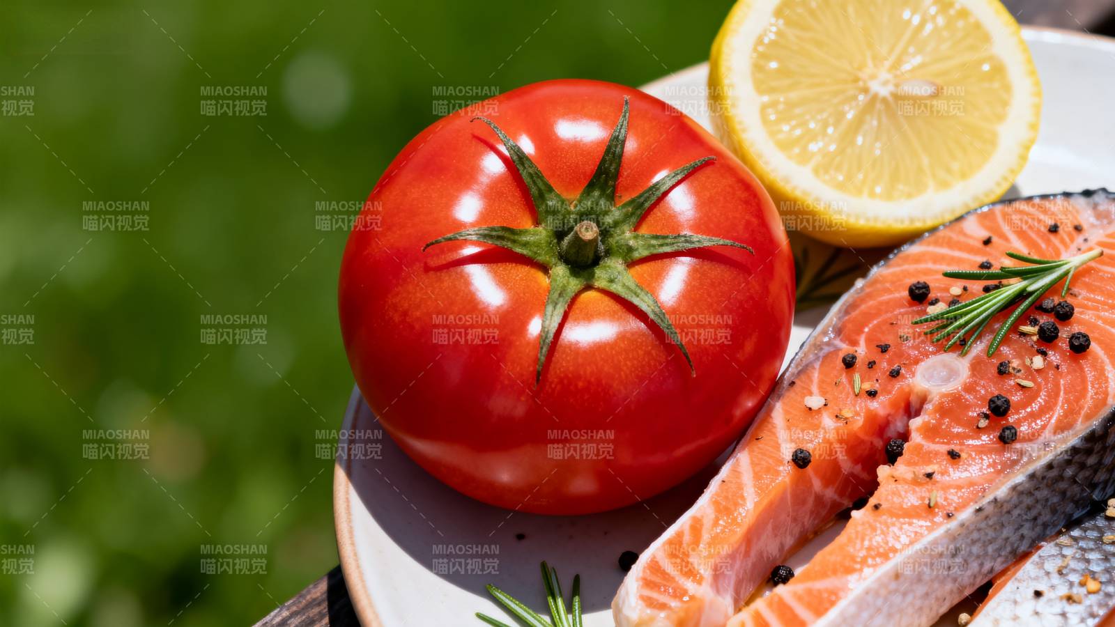 鲜鱼番茄柠檬配图片