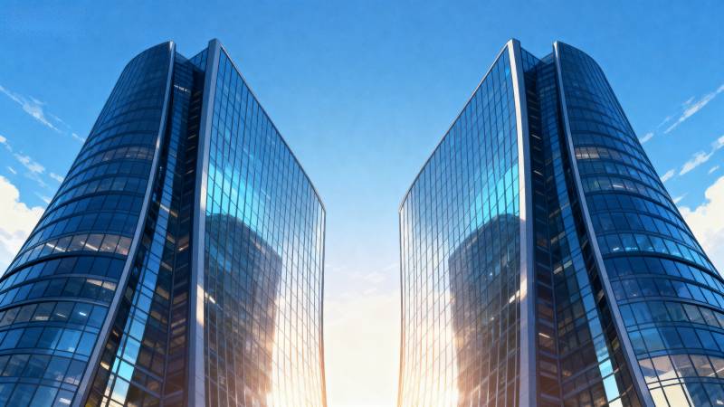 双塔映日 现代都市图片