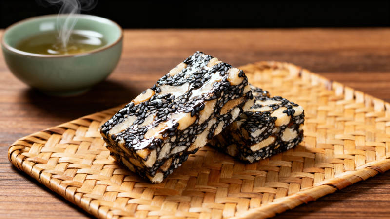 芝麻糕配茶图片
