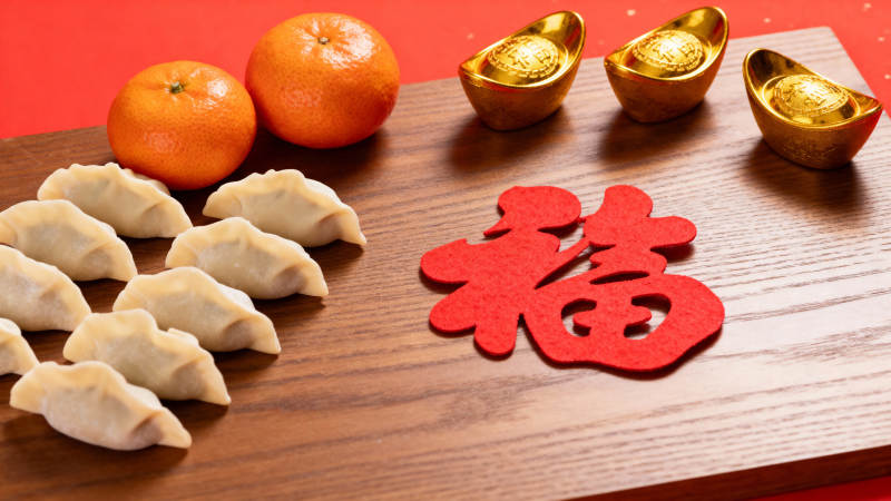 春节美食与福字图片