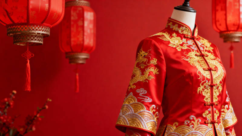 红衣金绣 喜庆迎春图片