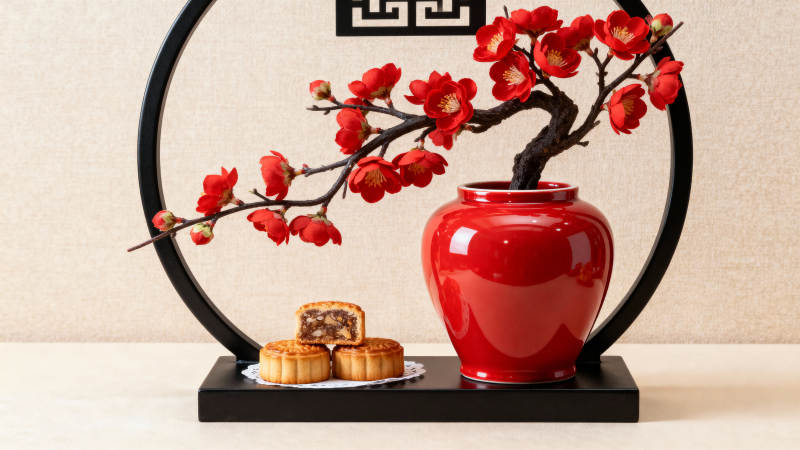 红梅月饼迎中秋图片