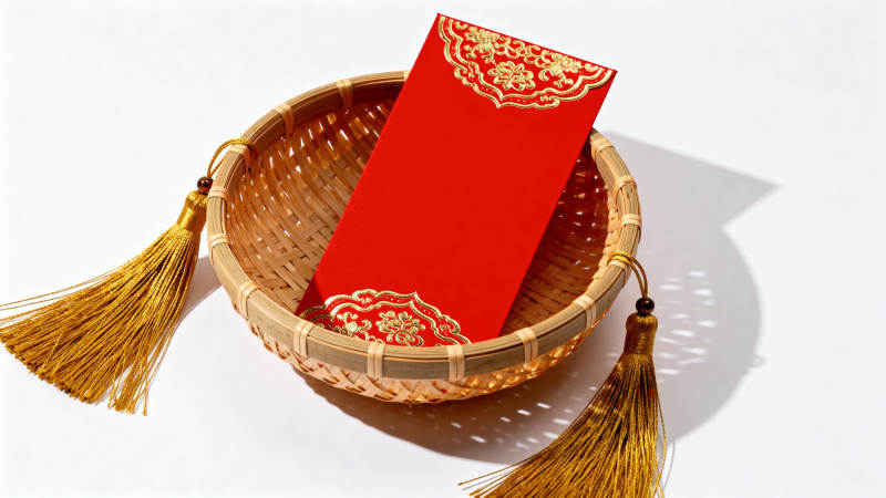 红 envelope 竹篮图片