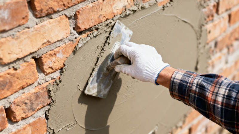 砌砖抹灰施工中图片