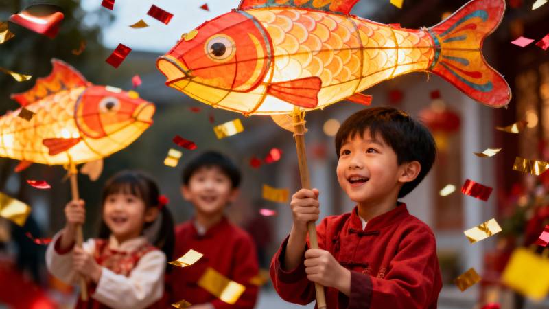 童趣鱼灯迎新春图片