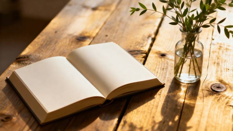 书与绿植静谧时光图片