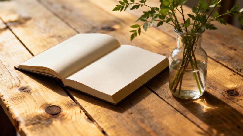 书与绿植静谧时光图片