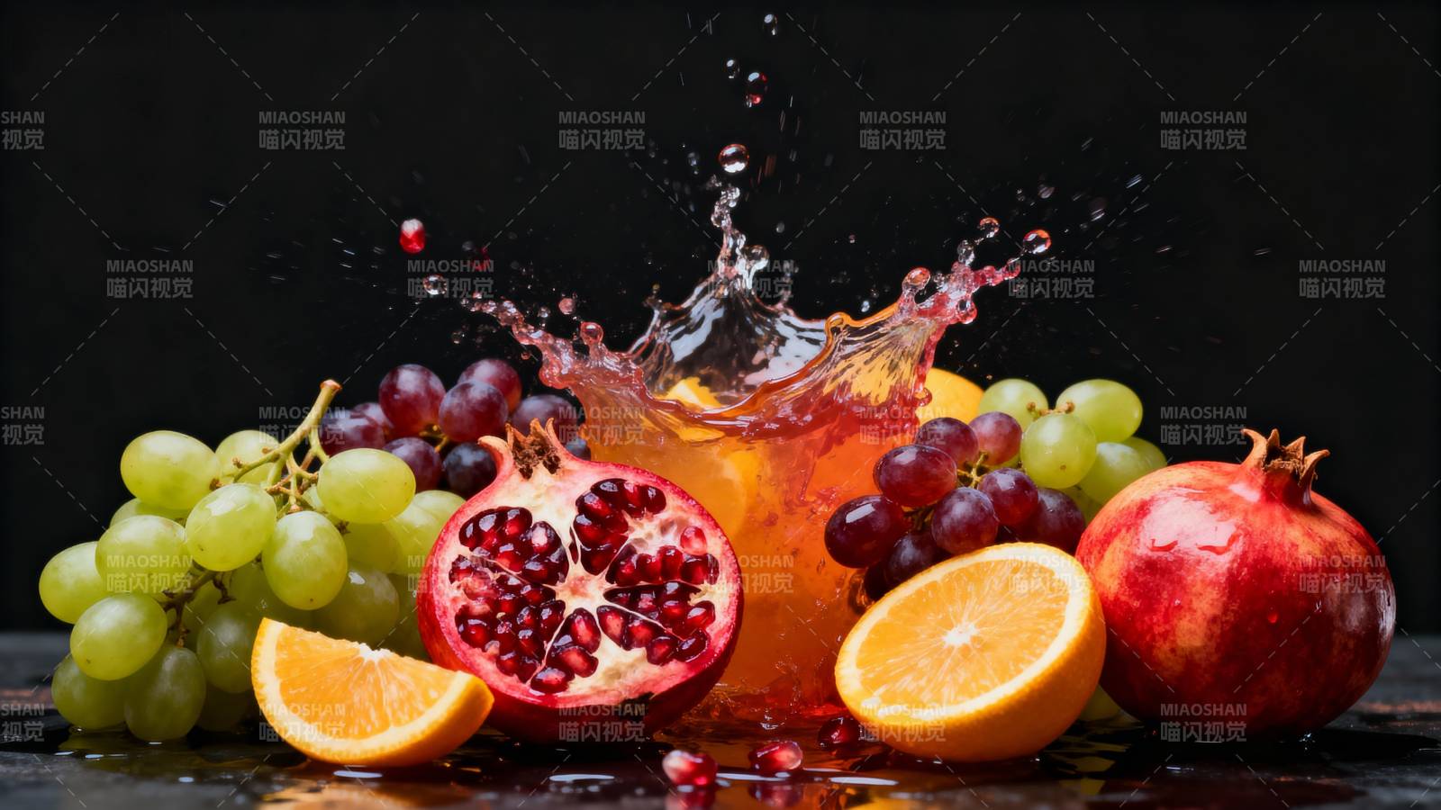 水果飞溅汁液特写图片