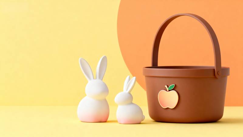 萌兔伴篮 春日温馨图片