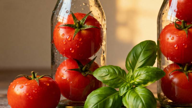 番茄与罗勒的清新搭配图片