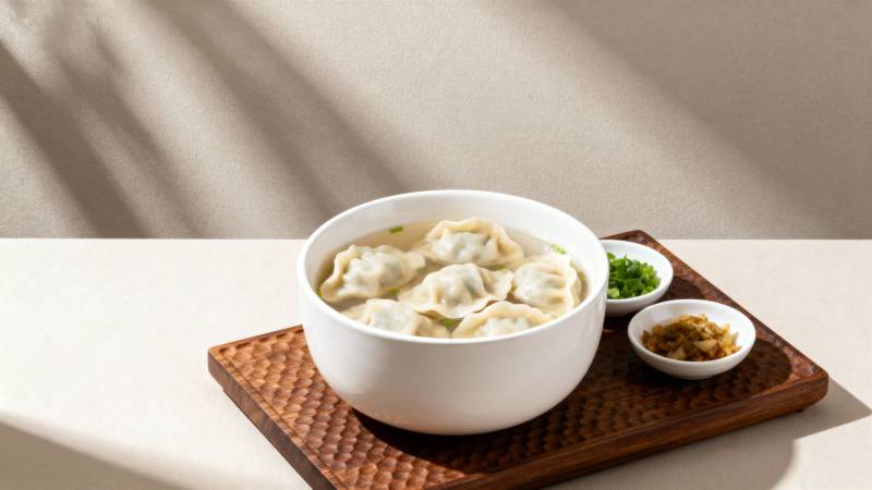 热腾腾的饺子汤图片