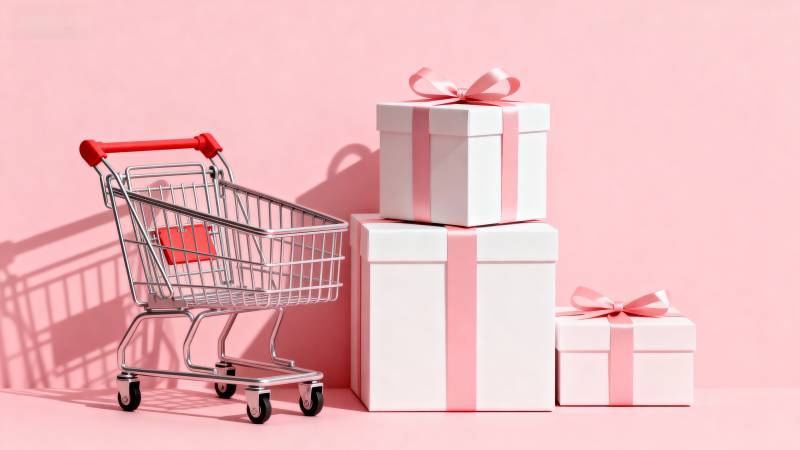 购物车与礼盒图片