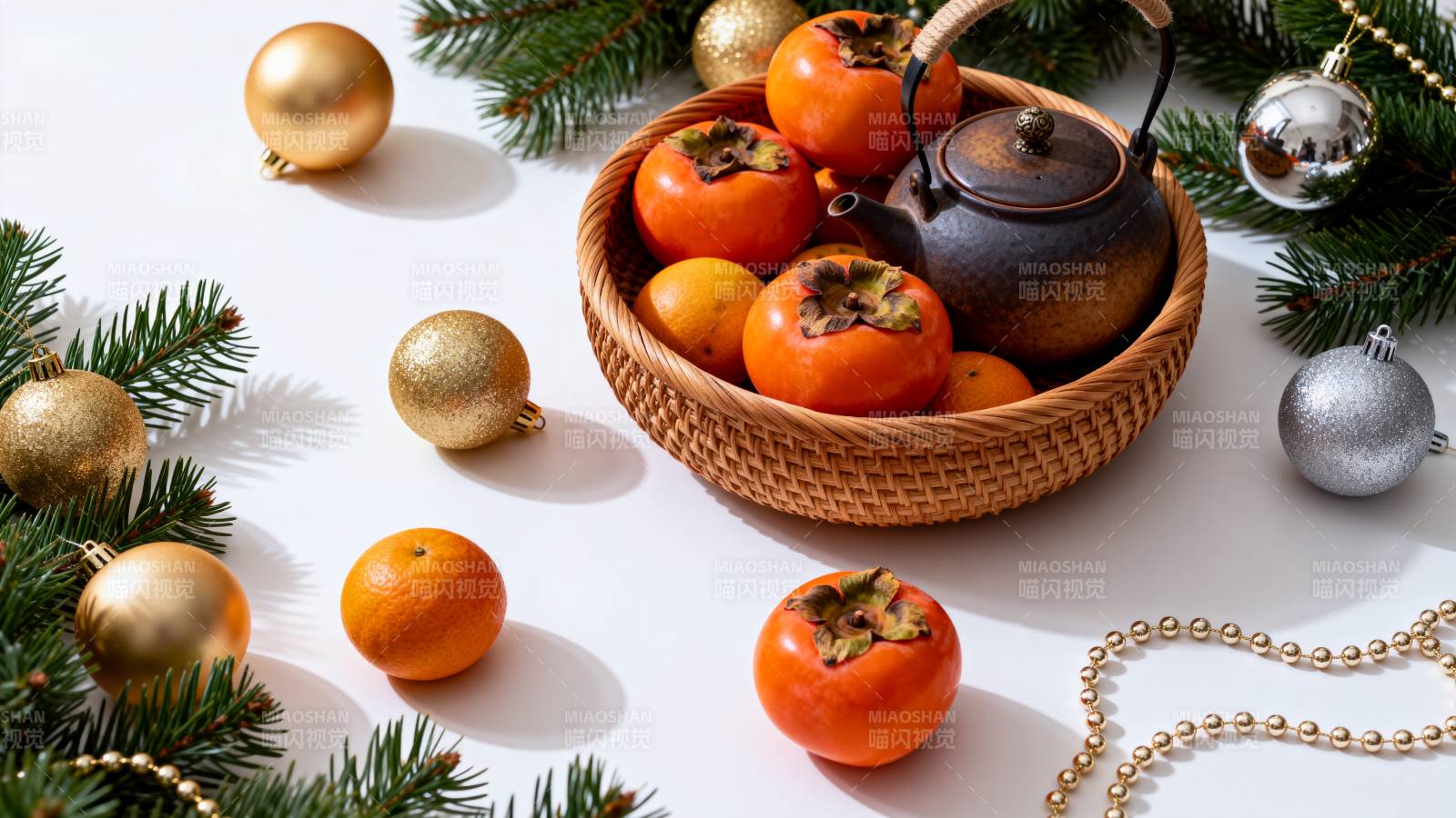 圣诞果篮静物图片