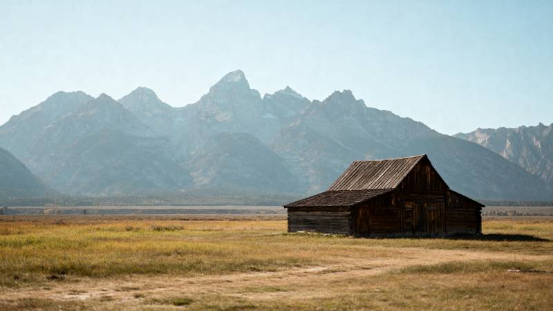 山间木屋静谧景图片