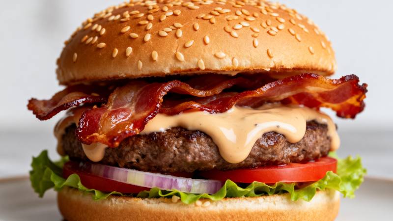 美味培根汉堡图片