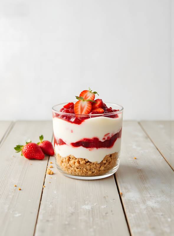 草莓酸奶杯分层甜品图片