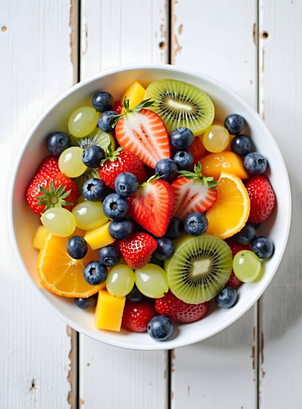 色彩缤纷的水果沙拉特写图片