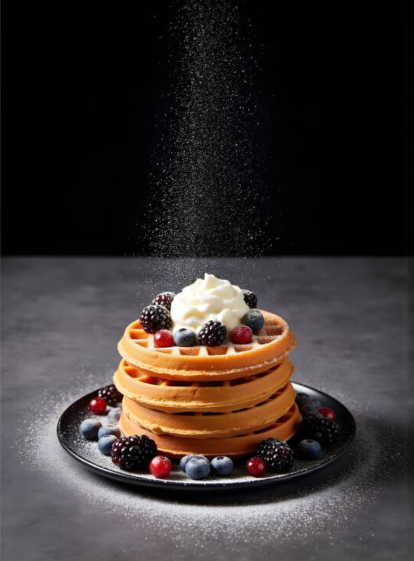 华夫饼配浆果奶油图片