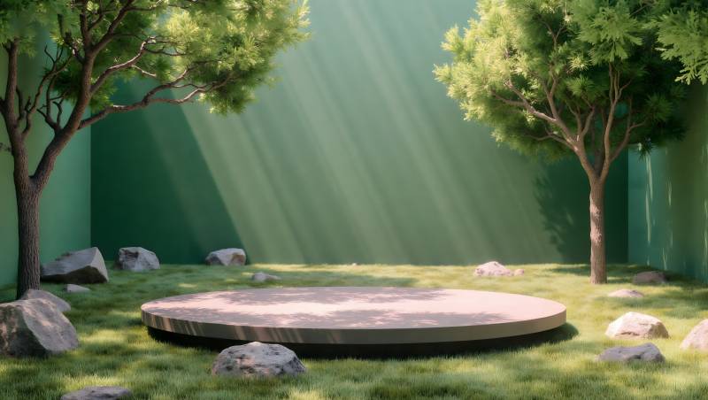 林间圆形舞台图片