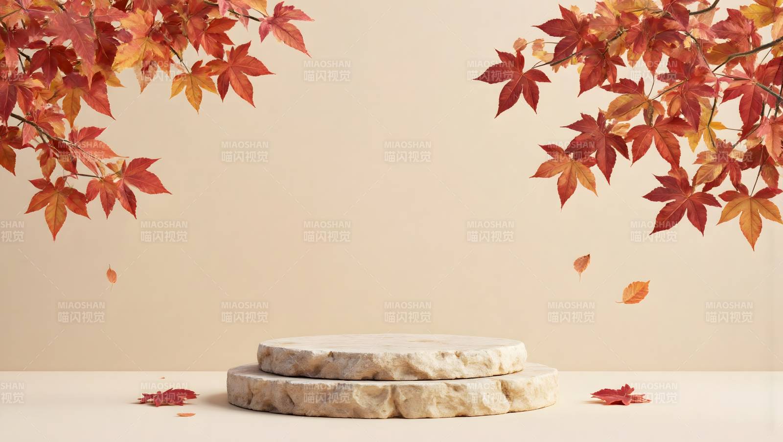 秋叶环绕的石台图片