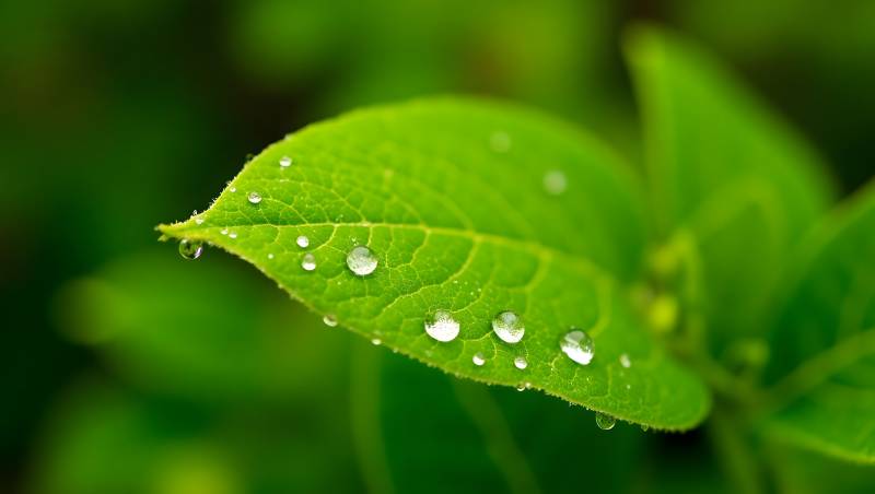 叶上露珠晶莹图片