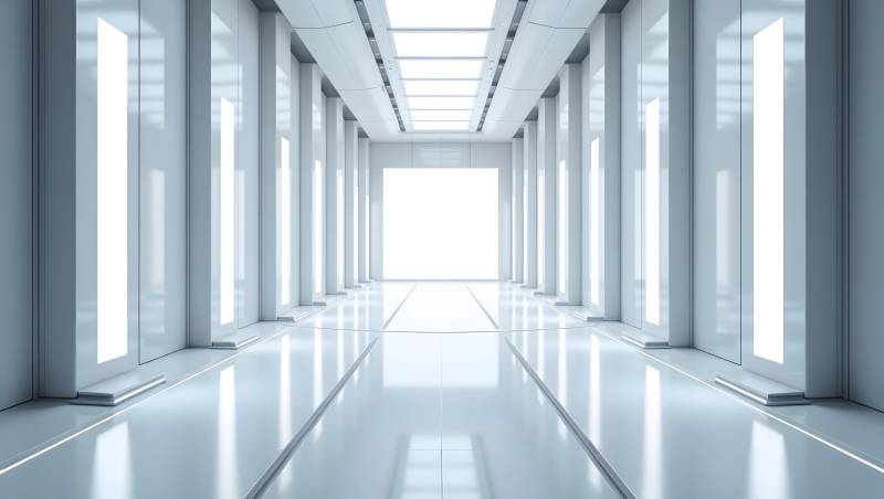 未来感白色走廊空间图片