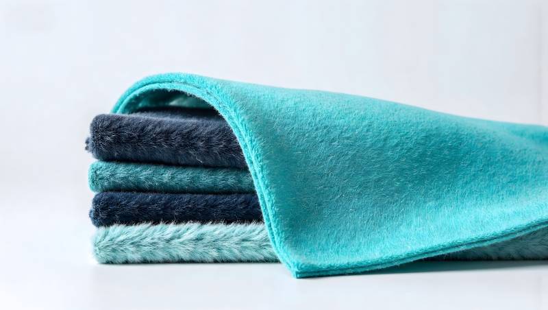 多彩毛巾叠放特写图片