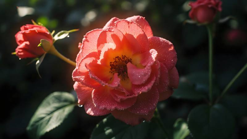 晨露玫瑰绽放美丽瞬间图片