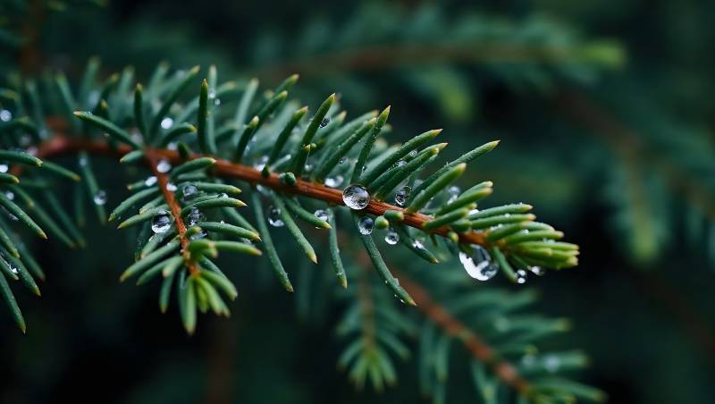 雨后松枝晶莹图片
