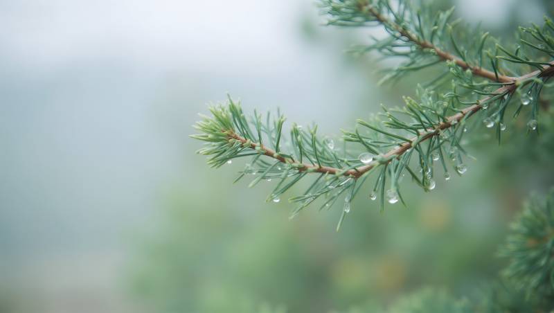 雨后松枝滴水图片
