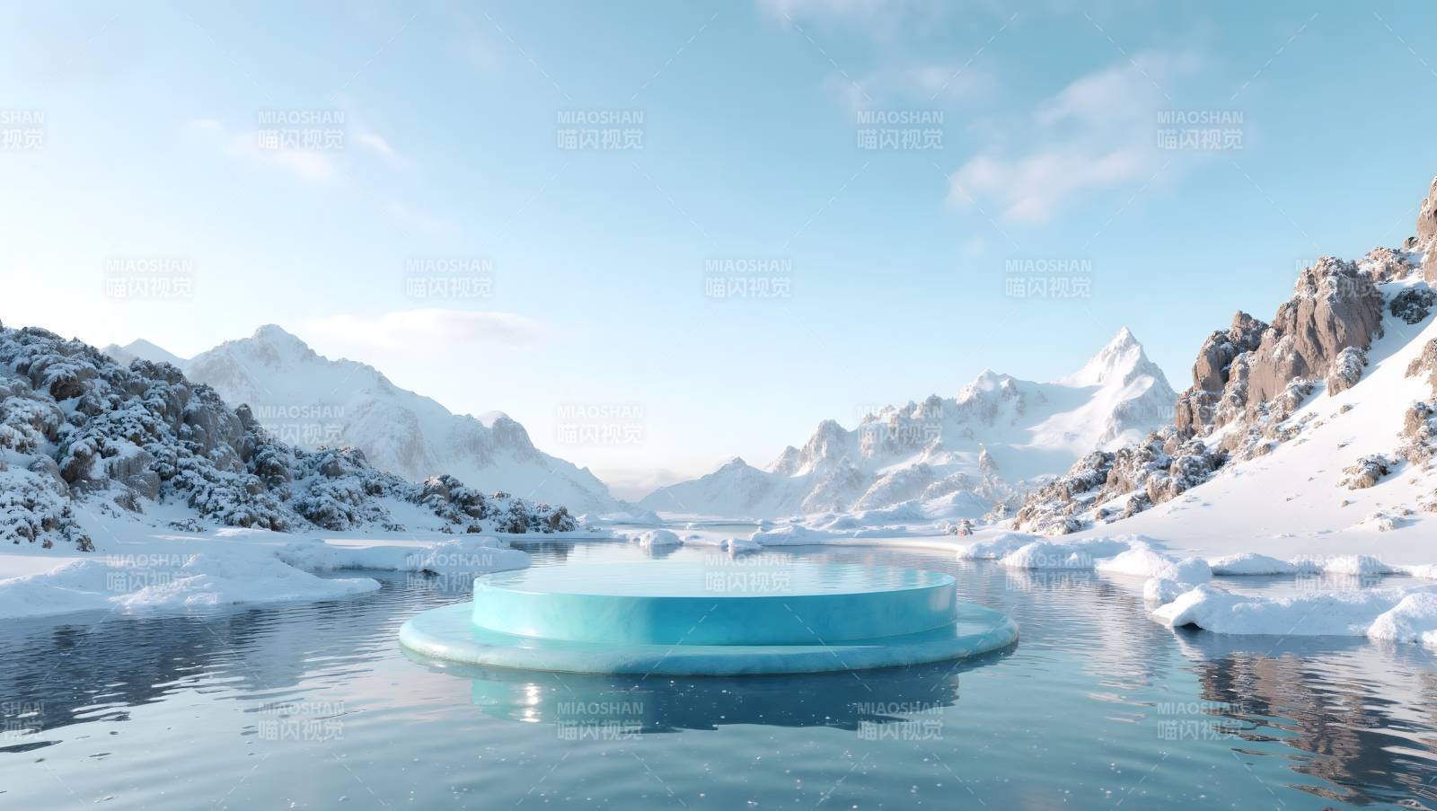 冰湖雪峰奇景图片
