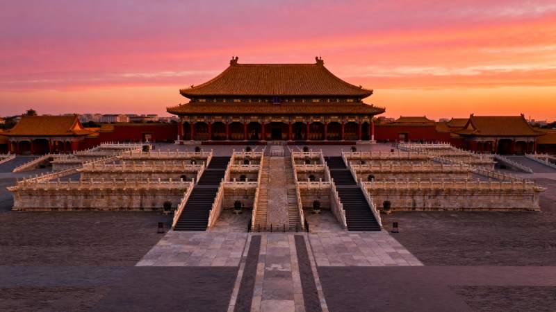 故宫夕阳美景图片