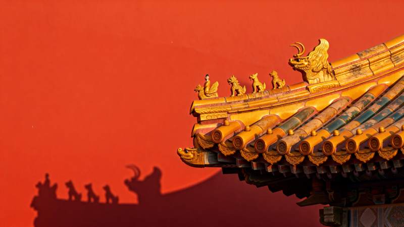 故宫屋檐剪影图片