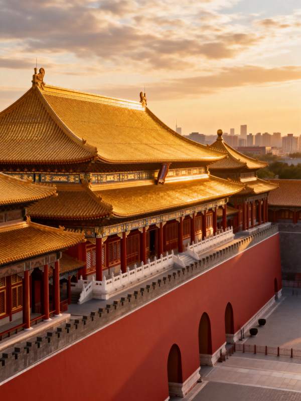 故宫金顶映霞光图片