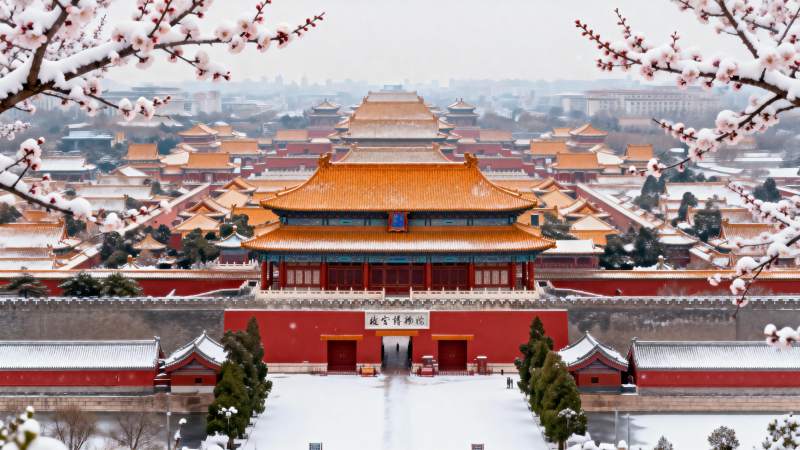 雪中故宫春景图片
