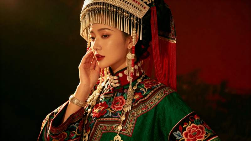 苗族女子传统服饰图片