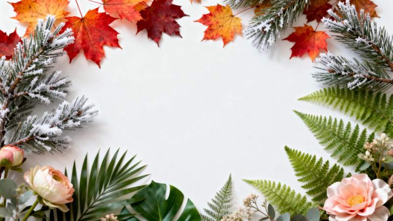 秋叶松枝花环图片