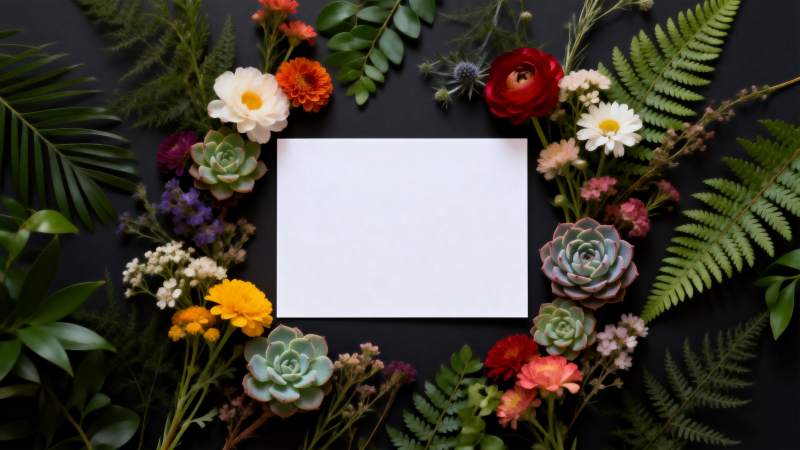 花环中的空白页图片