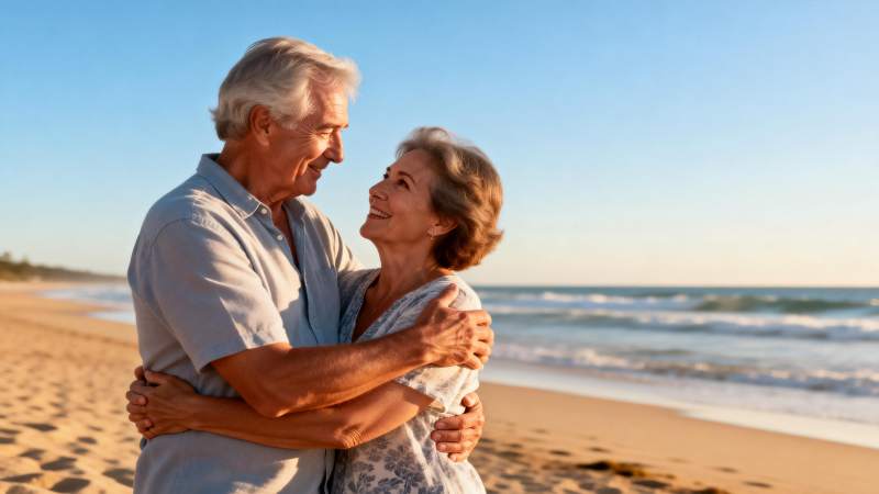 夕阳下的浪漫拥抱图片