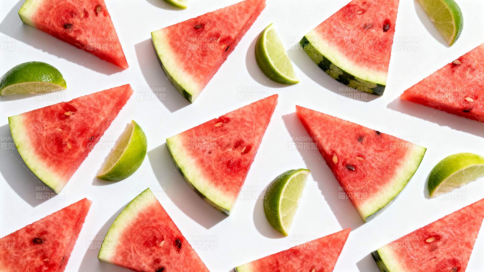 西瓜与青柠的夏日拼图图片
